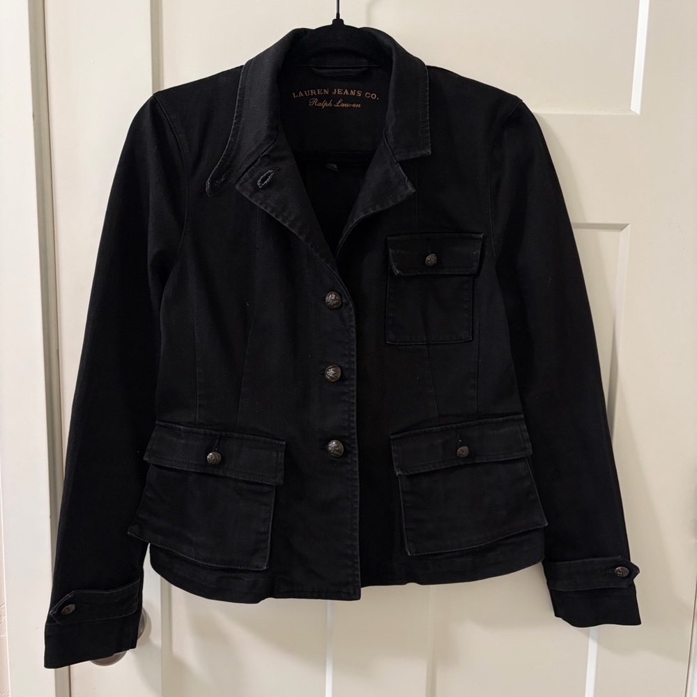 Lauren Jeans Co. Ralph Lauren Women's Black Denim Field Utility Jacket Size M